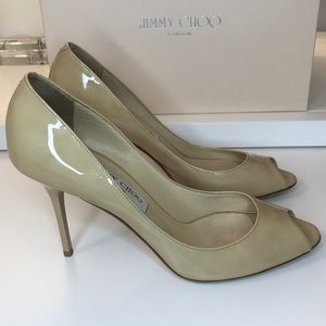 Jimmy Choo Patent Leather Nude 39 1/2 Evelyn